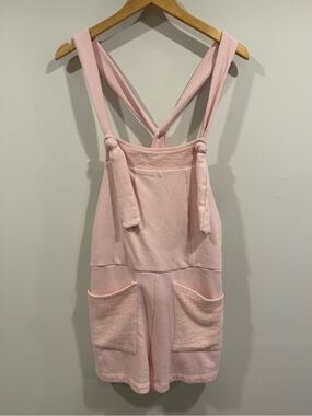 BUCKETLIST Blush Pink Knit Overall Romper with Tie Straps